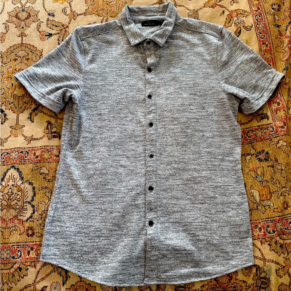 Marc Anthony Gray Casual Button Down Knit Shirt